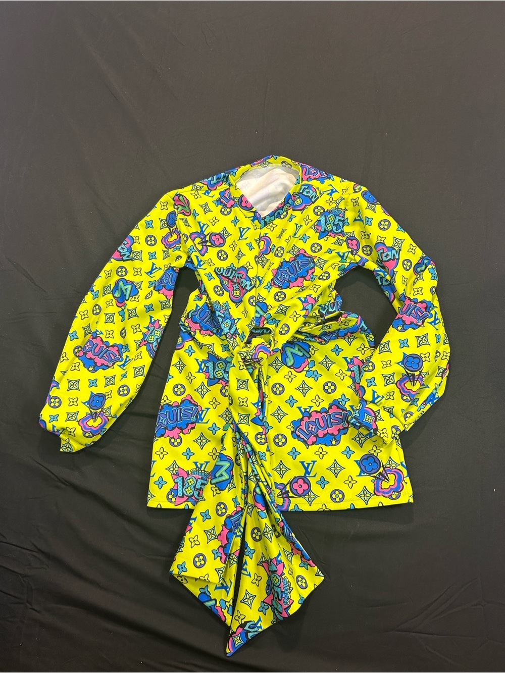 Bright Yellow Printed Tie-Waist Skirt Set